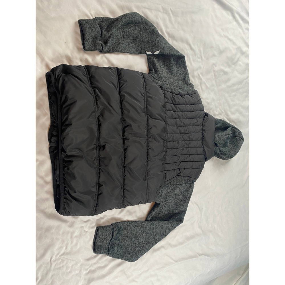 Hurley Hybrid Puffer Jacket Boys Large 12-13 Black Gray Excellent Hooded Zip - Picture 9 of 13